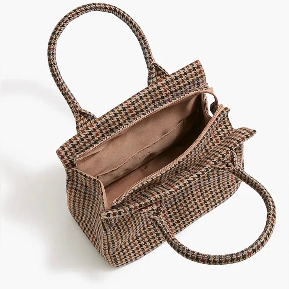 J.Crew Factory NWT Small Houndstooth Structured Tote Bag SOLD OUT InStores - Picture 2 of 4